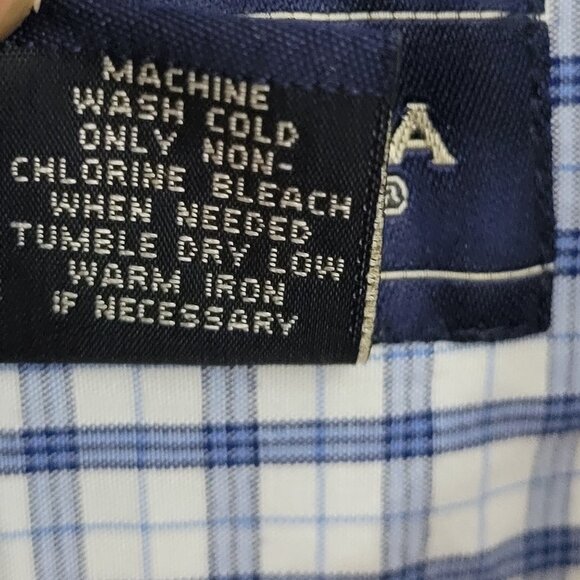 Sonoma Men's Medium Button Up Shirt Short Sleeves Blue White plaid like new - Picture 9 of 10